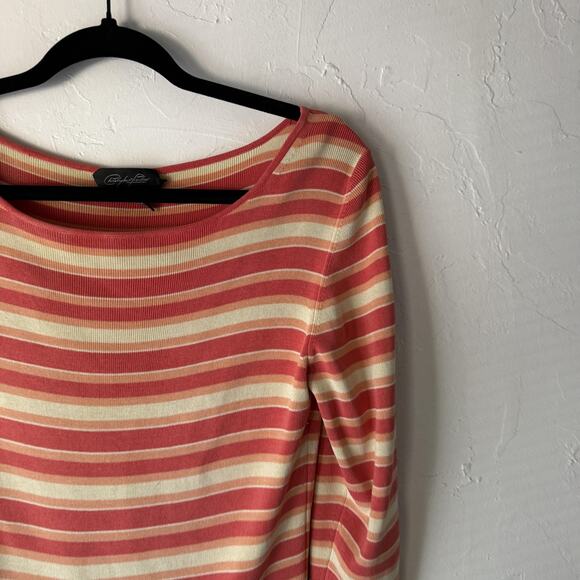 Christopher Fischer Y2k Sweater Women Medium Striped Silk Stretch Pullover Retro - Picture 2 of 7